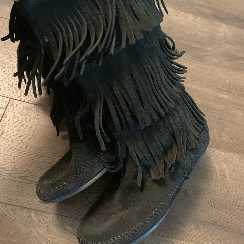 3- Layered black Minnetonka boots